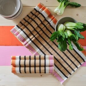 IKEA Table runner, banana fiber/stripe pattern, 14x51 " MÄVINN